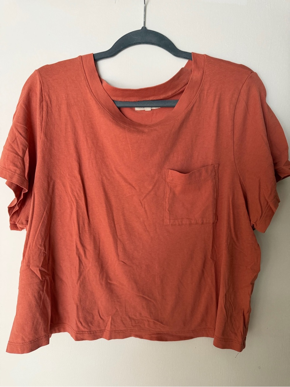 Madewell Rust Orange Pocket Crop Tee